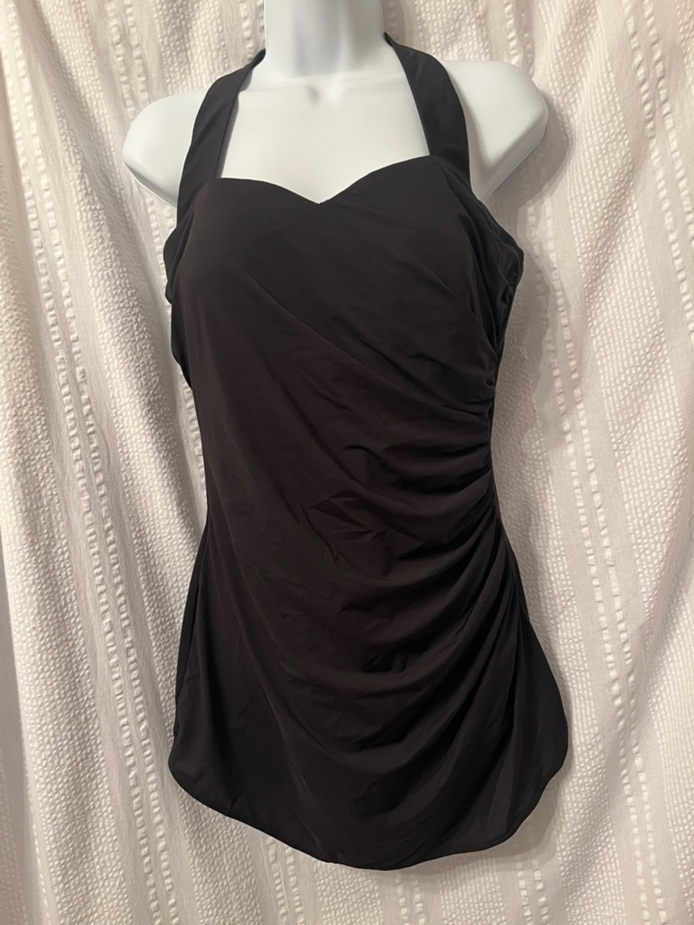 New Lands' End Black One-Piece Swimsuit with rushing 14L  14 long